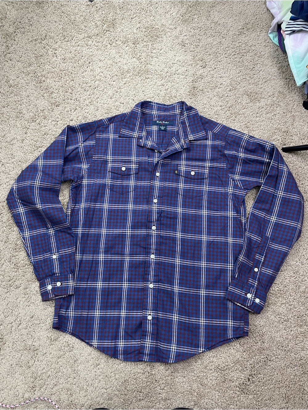 Brooks Brothers Navy‎ and Red Plaid Button-Down Shirt